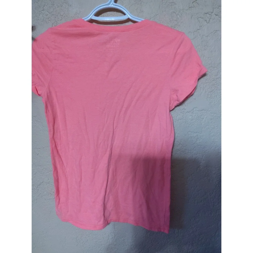 Old Navy Girls Coral Pink V-Neck Short Sleeve Pocket T-Shirt Size XL 14